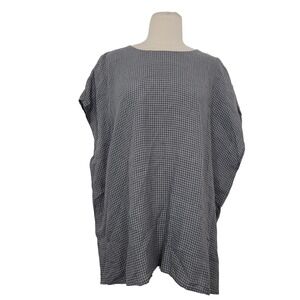 NWT‎ Eileen Fisher Organic Linen Round Neck Boxy Top Sz 1X Moon Gray Oversized